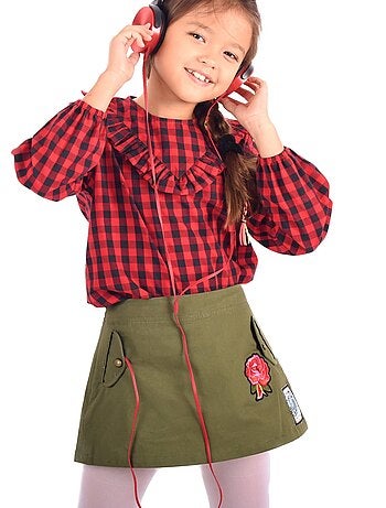 Falda trapecio Verde Kaki Niña | MINI SKA