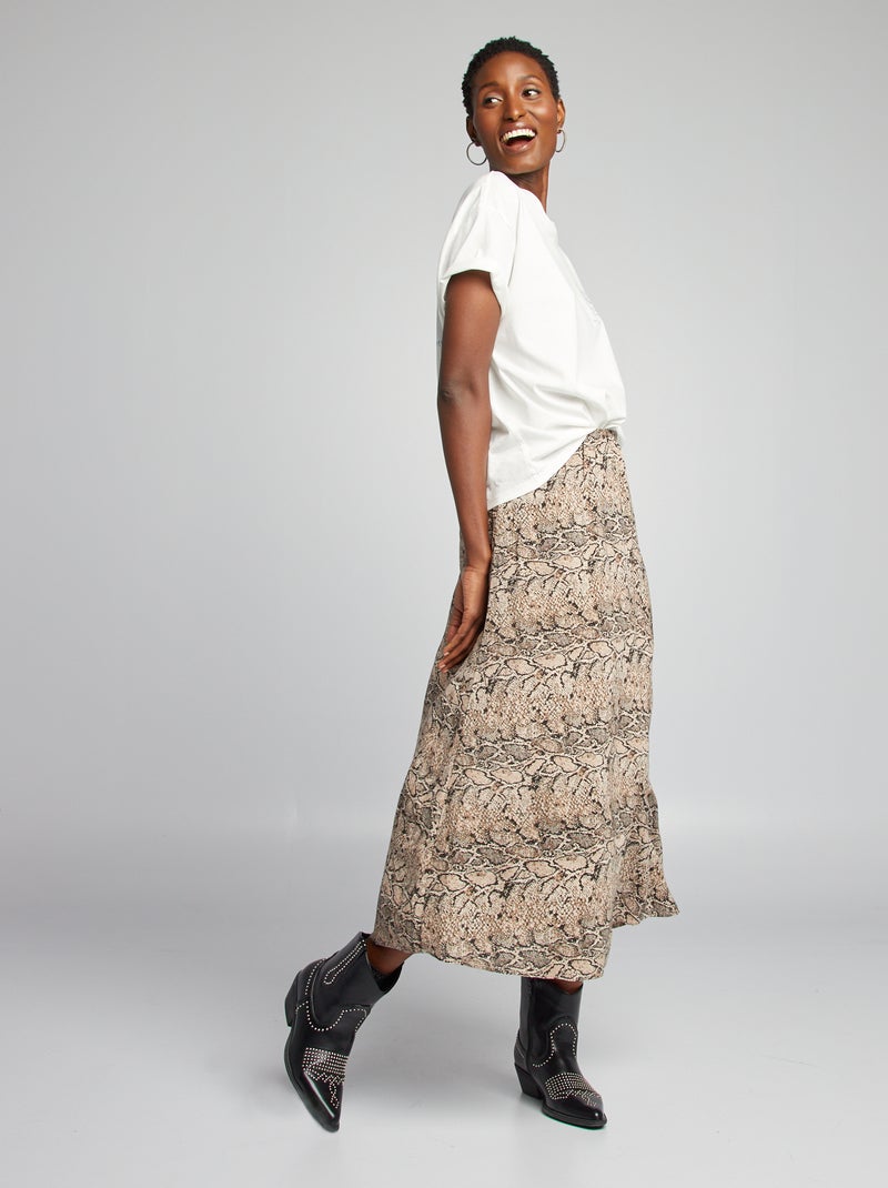 Falda vaporosa con estampado BEIGE - Kiabi