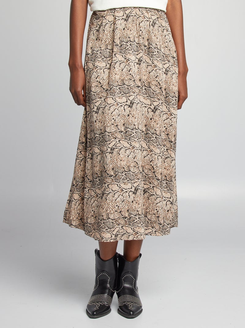 Falda vaporosa con estampado BEIGE - Kiabi