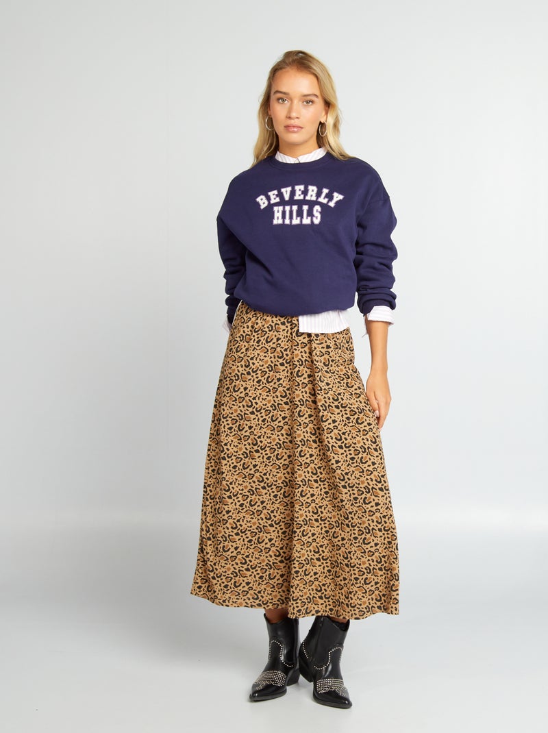 Falda vaporosa con estampado BEIGE - Kiabi