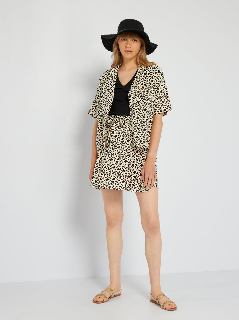 Falda vaporosa con estampado BLANCO - Kiabi