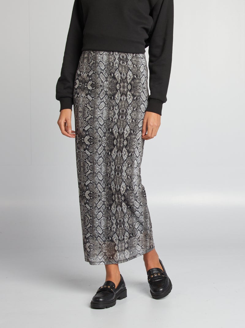 Falda vaporosa con estampado GRIS - Kiabi