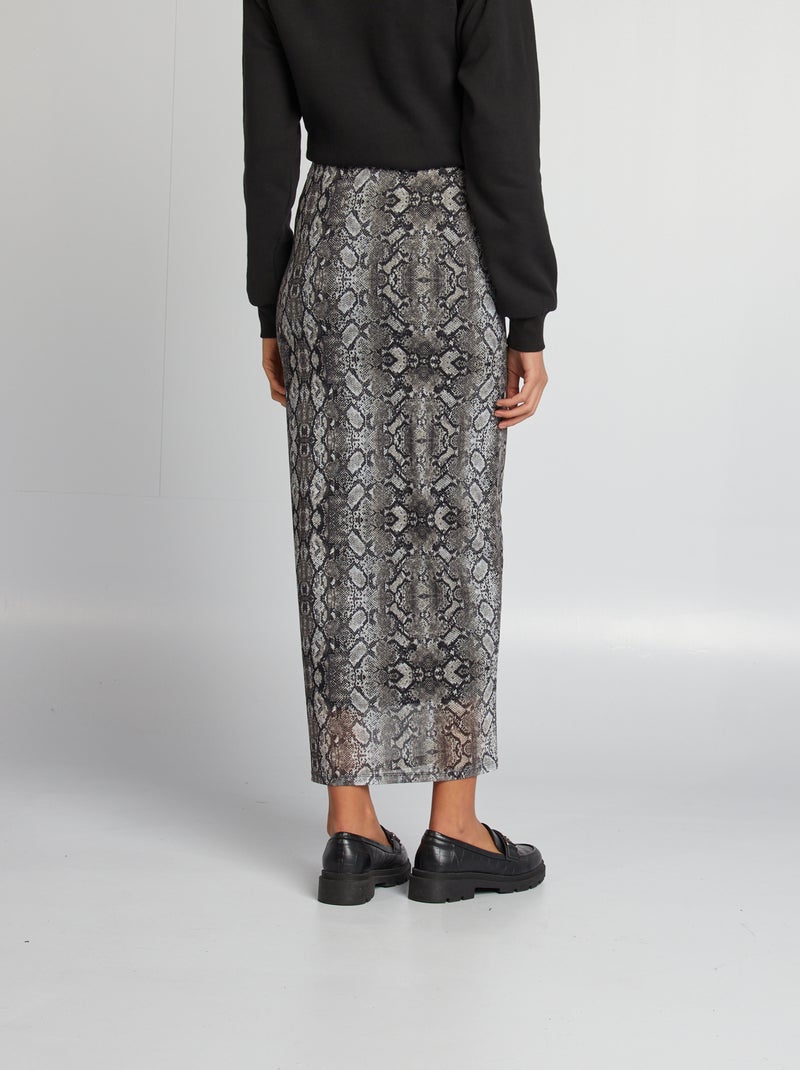 Falda vaporosa con estampado GRIS - Kiabi