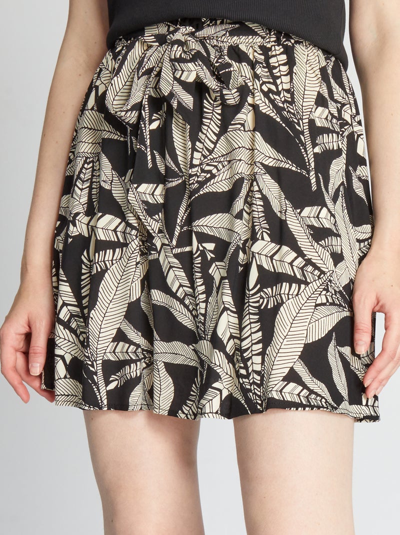 Falda vaporosa con estampado NEGRO - Kiabi