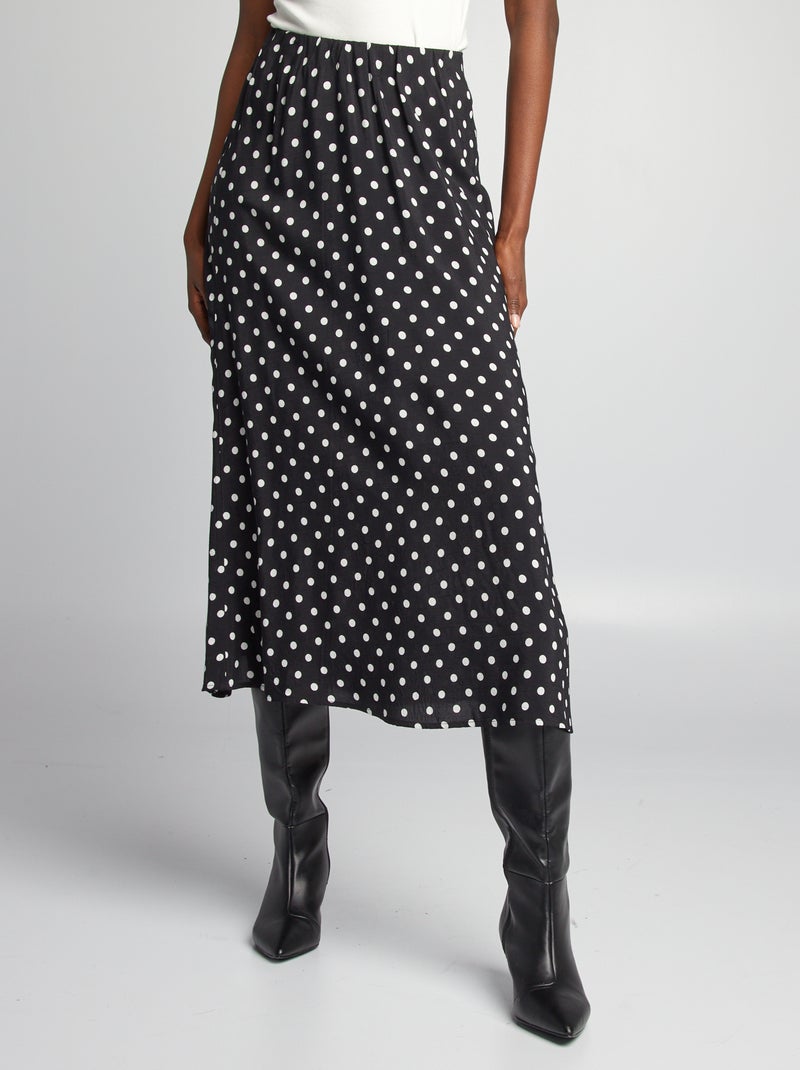 Falda vaporosa con estampado NEGRO - Kiabi