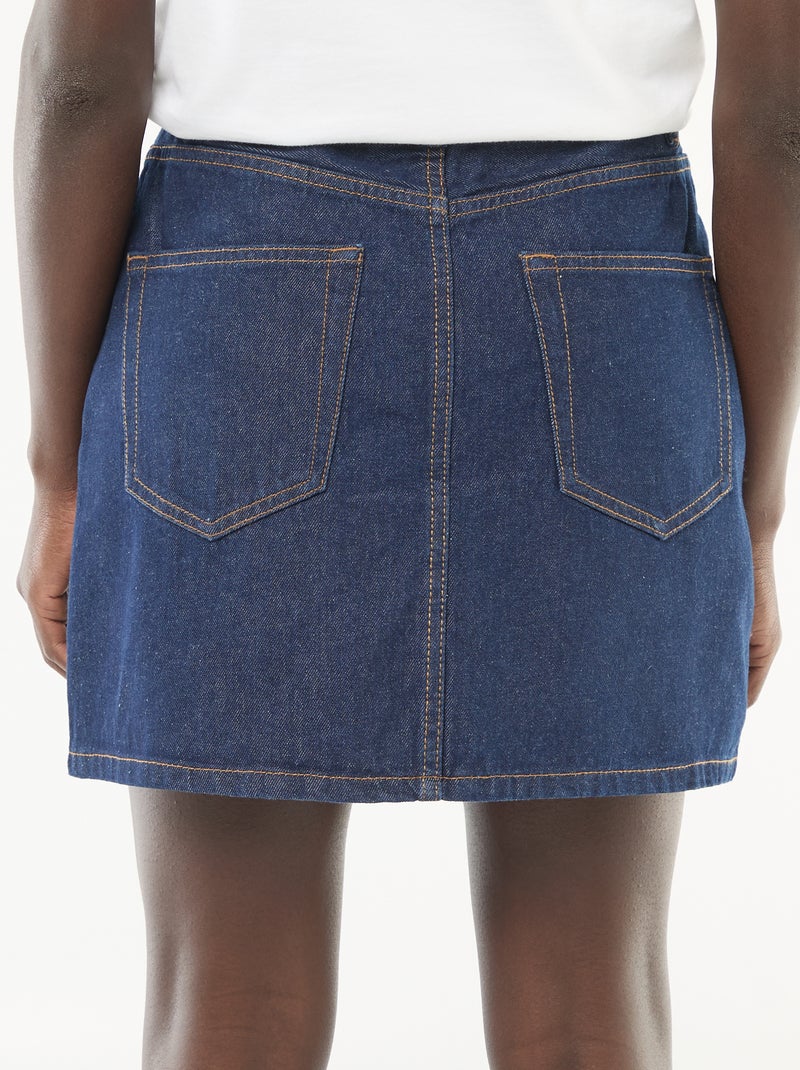 Falda vaquera bolsillos trenzados Azul - Kiabi