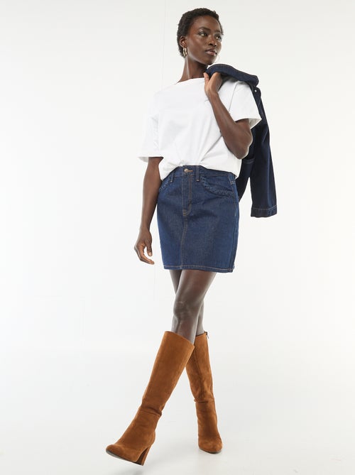 Falda vaquera bolsillos trenzados - Kiabi