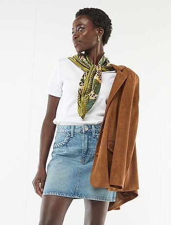 Falda vaquera bolsillos trenzados