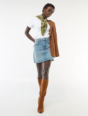 Falda vaquera bolsillos trenzados