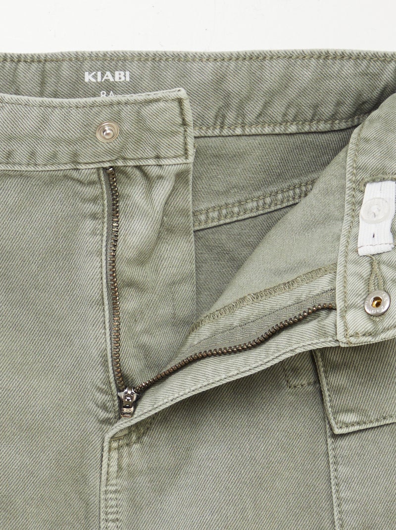 Falda vaquera con bolsillos con solapa VERDE - Kiabi