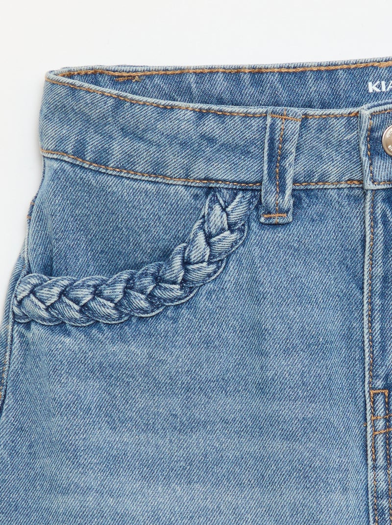 Falda vaquera con bolsillos trenzados Azul - Kiabi