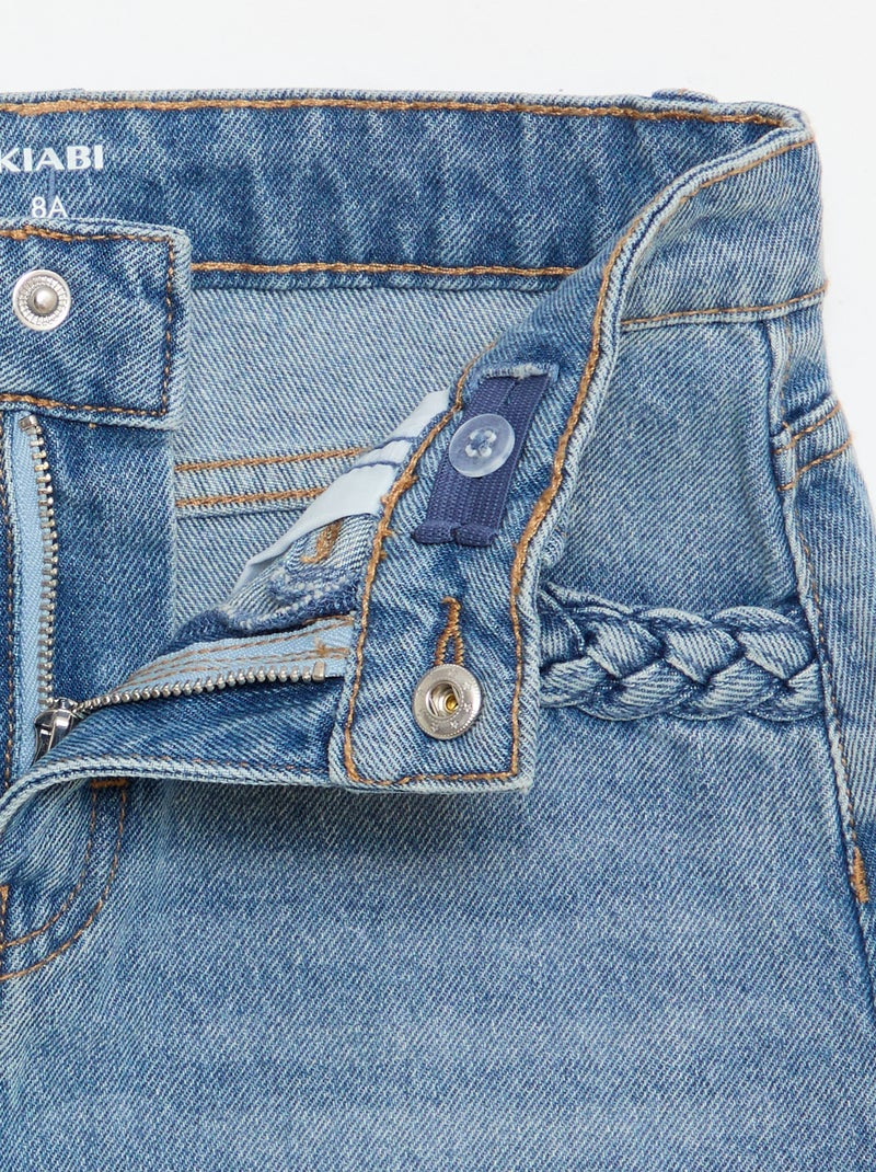 Falda vaquera con bolsillos trenzados Azul - Kiabi