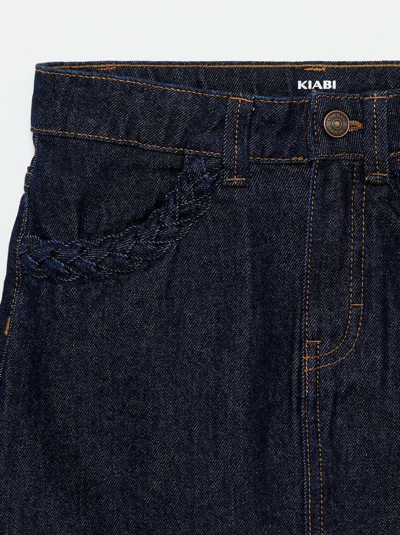 Falda vaquera con bolsillos trenzados Azul - Kiabi