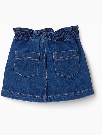 Falda vaquera con cintura paperbag y bolsillos