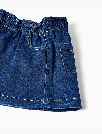 Falda vaquera con cintura paperbag y bolsillos