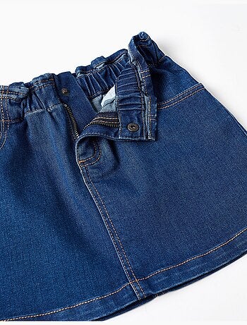 Falda vaquera con cintura paperbag y bolsillos