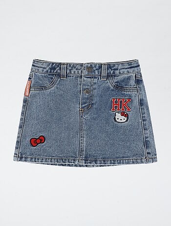 Falda vaquera con parches bordados \'Hello Kitty\'