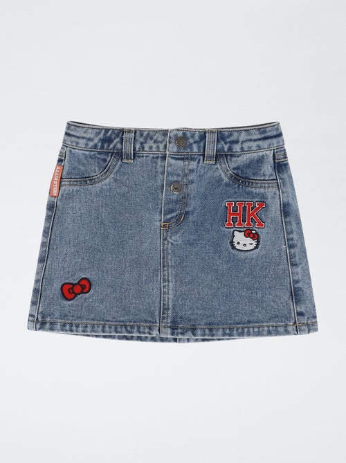 Falda vaquera con parches bordados \'Hello Kitty\' - Kiabi Falda vaquera con parches bordados \'Hello Kitty\' - Kiabi