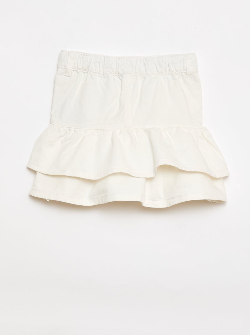 Falda vaquera con volantes Blanco - Kiabi