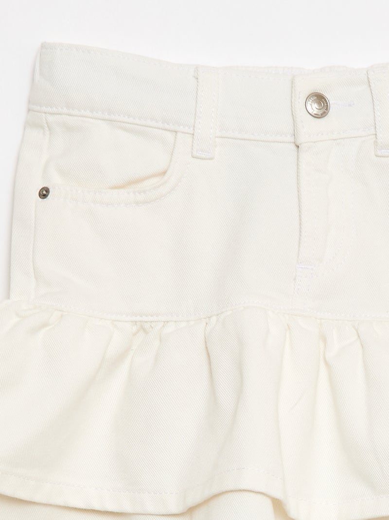 Falda vaquera con volantes Blanco - Kiabi