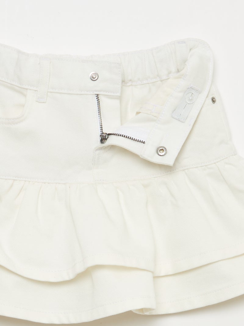 Falda vaquera con volantes Blanco - Kiabi