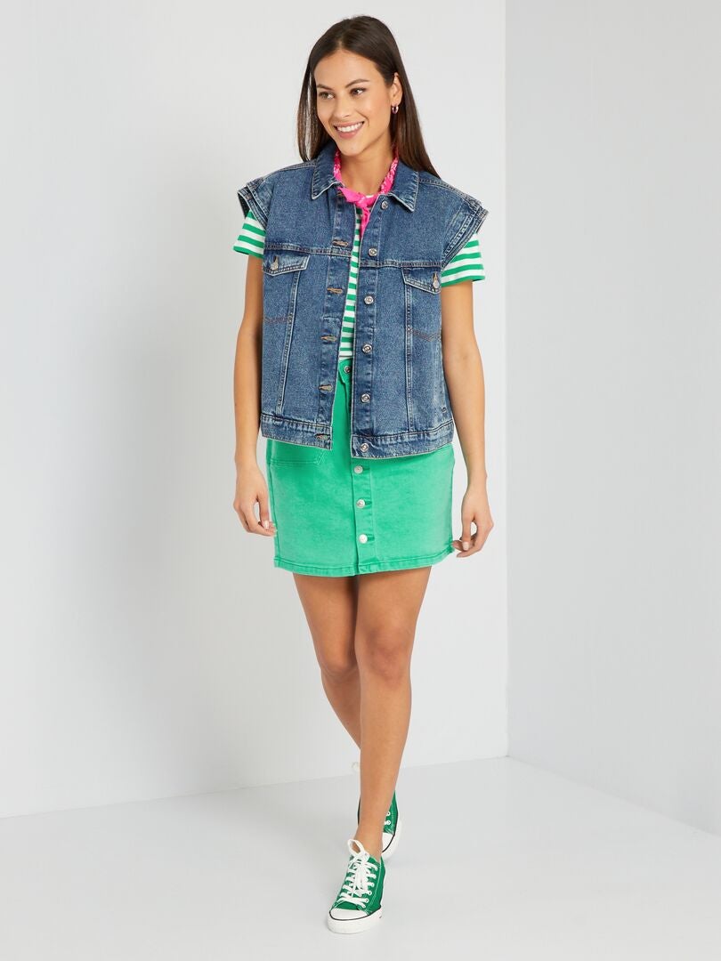 Falda vaquera corta Verde - Kiabi