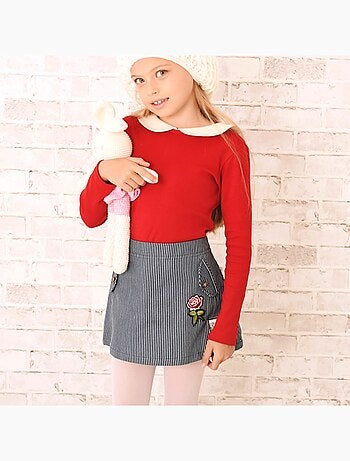 Falda vaquera de mezclilla Niña | Rayas Azul y Blancas | MINI SKA