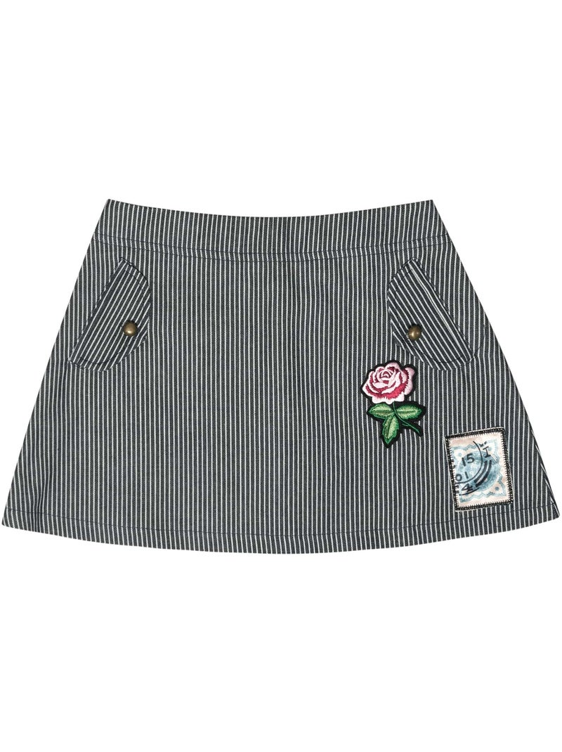 Falda vaquera de mezclilla Niña | Rayas Azul y Blancas | MINI SKA Azul marino - Kiabi
