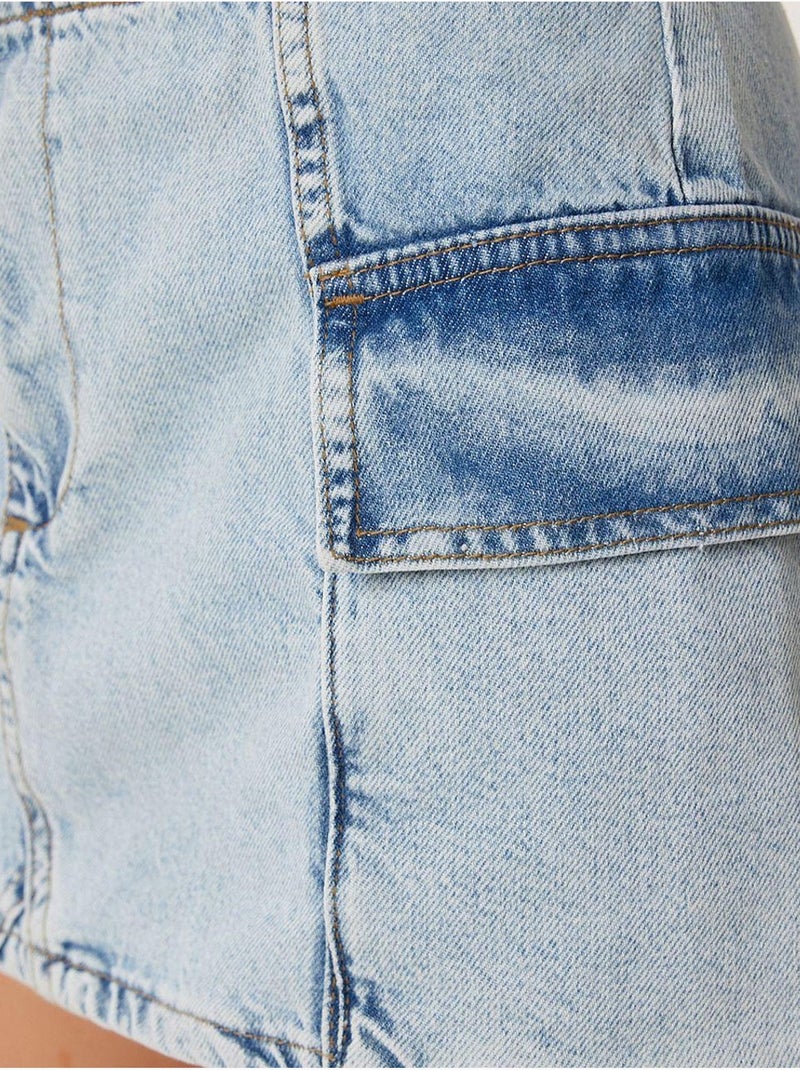 Falda vaquera de talle alto con cierre de botones istanbul Azul pastel - Kiabi