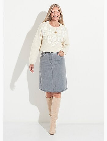 Falda vaquera elástica acampanada