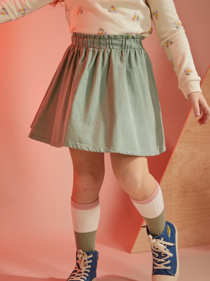 Falda vaquera evasé verde gris - Kiabi