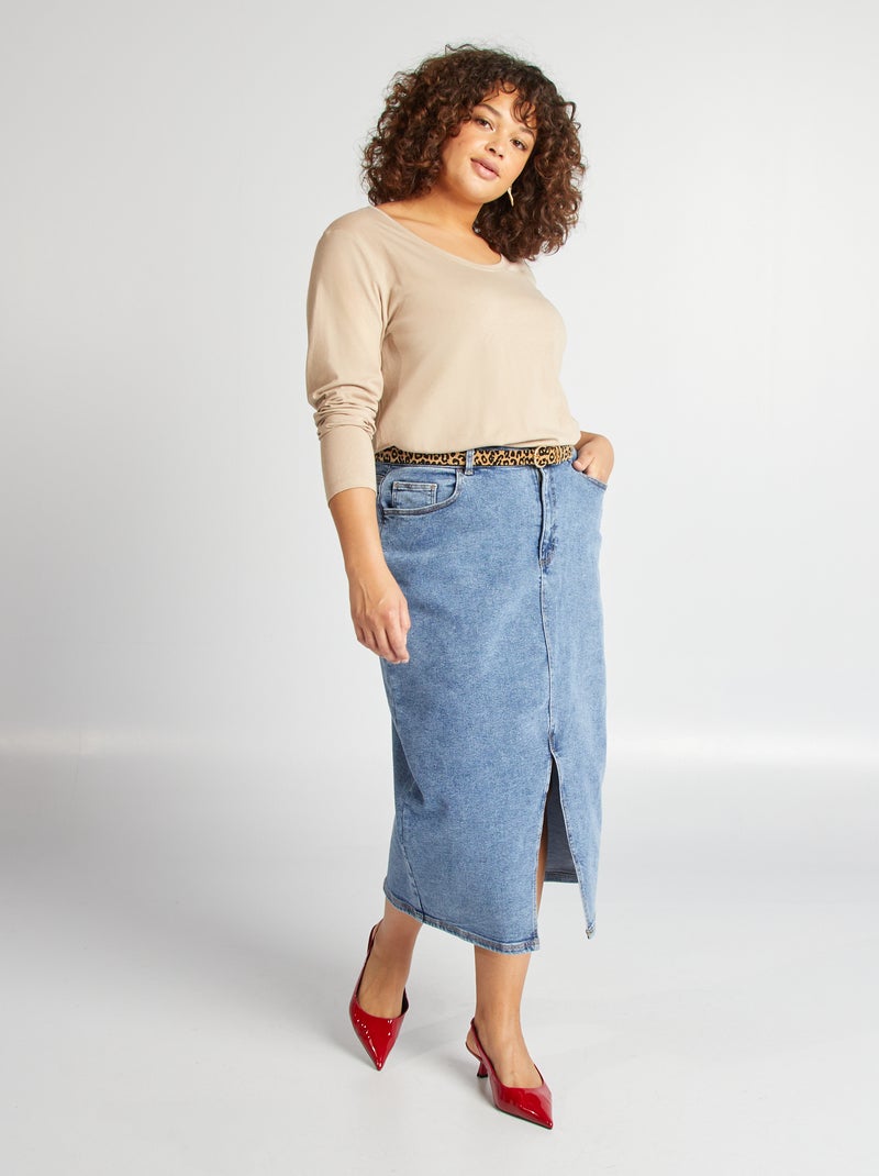 Falda vaquera midi AZUL - Kiabi