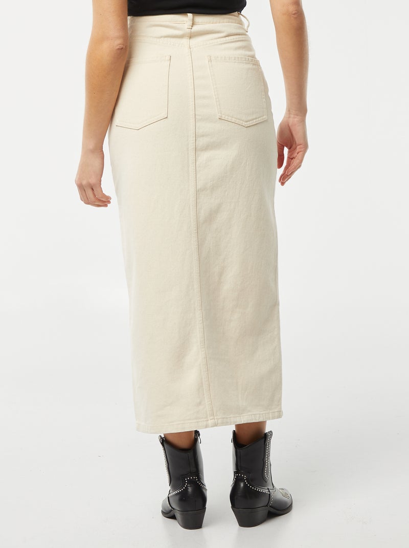 Falda vaquera midi BLANCO - Kiabi
