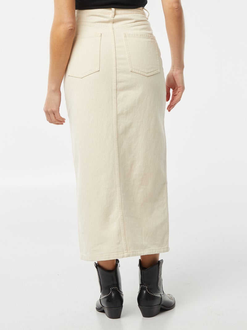 Falda vaquera midi BLANCO - Kiabi