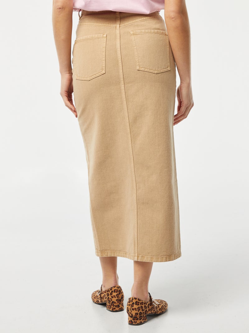Falda vaquera midi MARRON - Kiabi