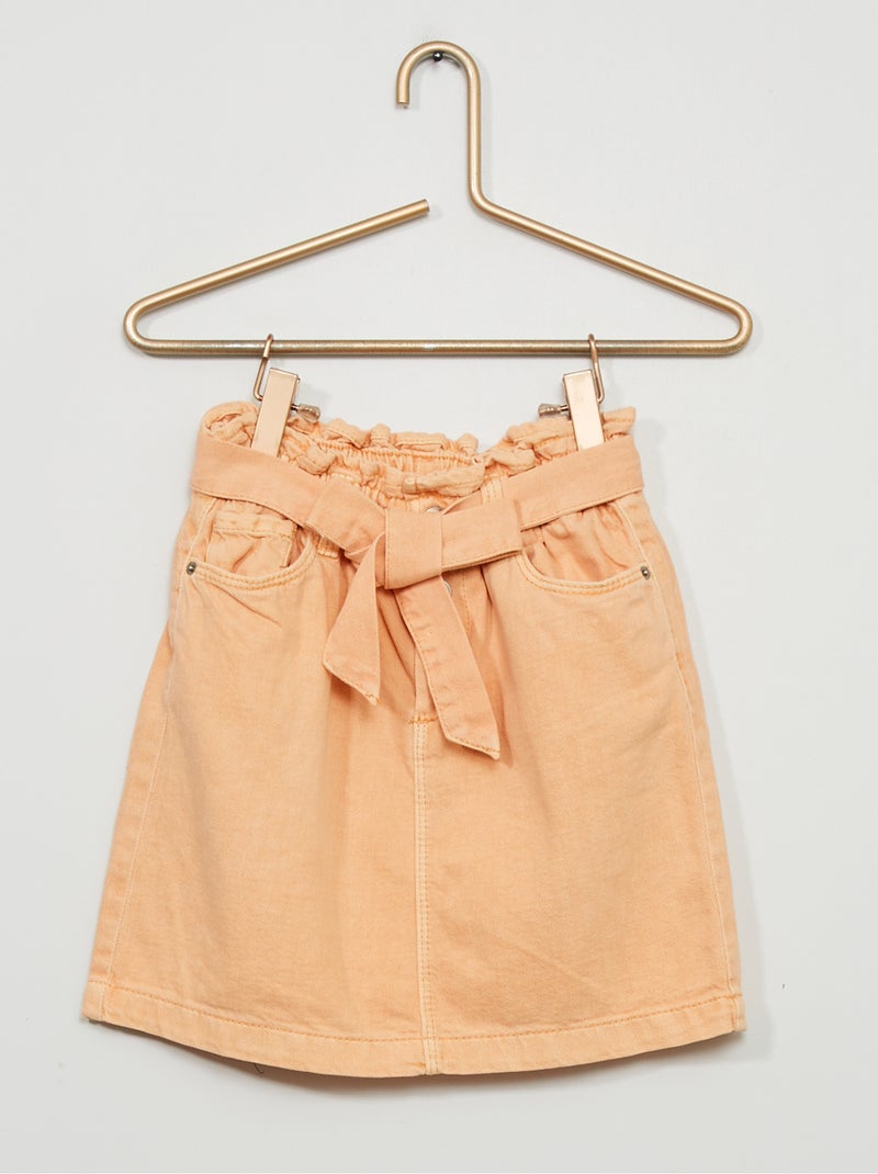 Falda vaquera paperbag NARANJA - Kiabi