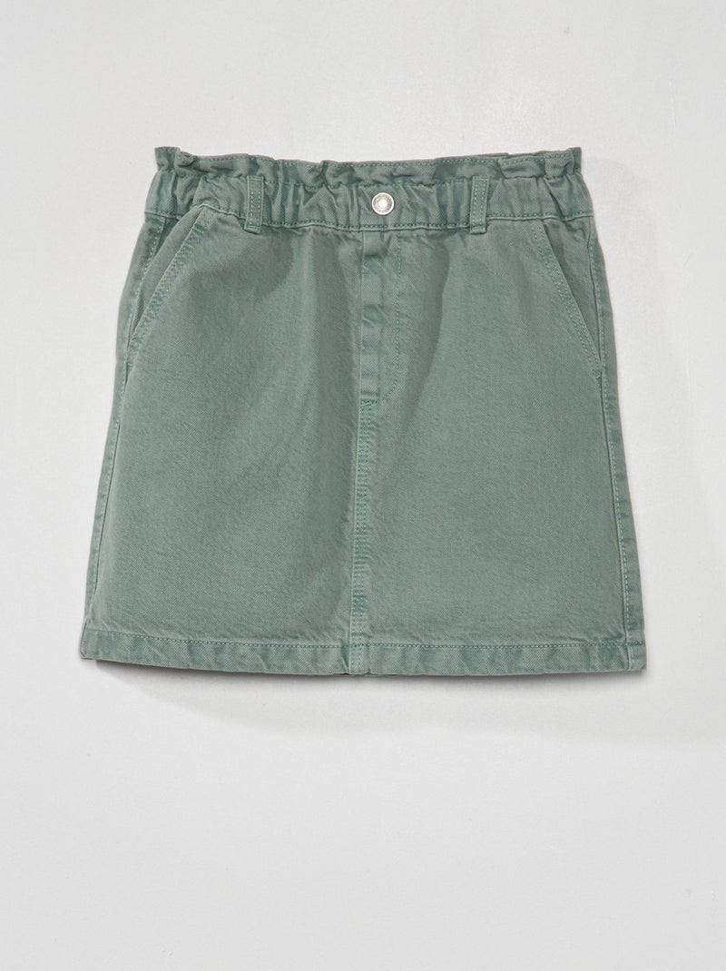 Falda vaquera paperbag verde gris - Kiabi