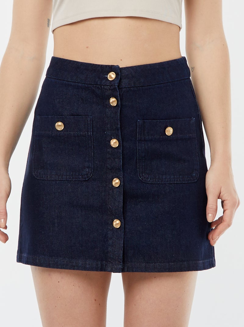 Falda vaquera recta con bolsillos AZUL - Kiabi