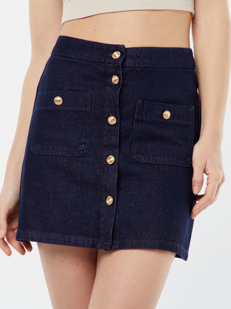 Falda vaquera recta con bolsillos AZUL - Kiabi