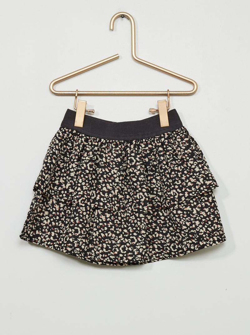 Falda volantes estampado 'leopardo' antractita - Kiabi