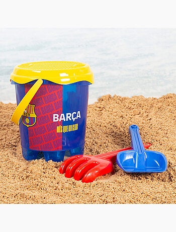 Fc barcelona cubo de playa con accesorios y balón del equipo