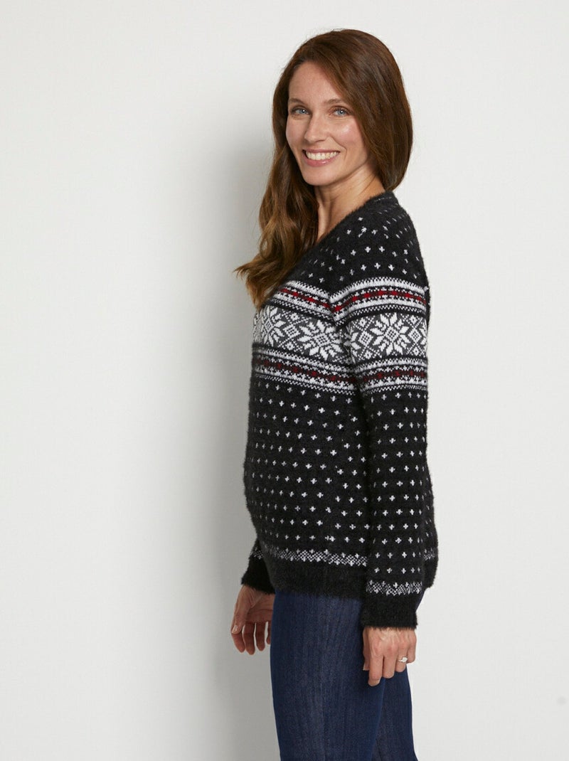 Festivo jersey navideño Negro Rojo - Kiabi