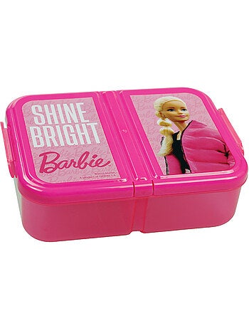 Fiambrera 3 compartimentos barbie shine bright – plástico sin bpa – cierres de clip