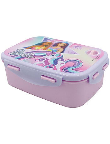 Fiambrera con bisagra barbie unicornio – asa de transporte – pvc