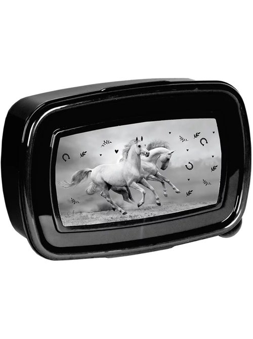 Fiambrera con tapa articulada 18 cm caballos blanco y negro cmp - Kiabi Fiambrera con tapa articulada 18 cm caballos blanco y negro cmp - Kiabi