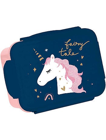 Fiambrera de unicornio de pvc rectangular con tapa 16 x 12 x 6,5 cm