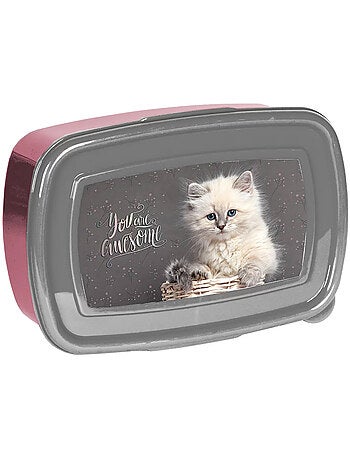 Fiambrera rectangular de pvc nasa gato con ventana 18 x 11 x 6 cm