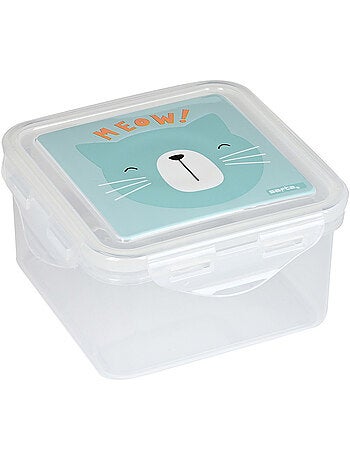 Fiambrera transparente 13 cm con motivo de gato meow! Safta