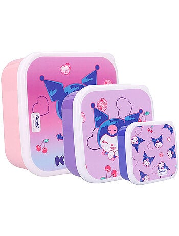 Fiambreras sanrio kuromi fresh bites lote de 3 de pvc cuadradas