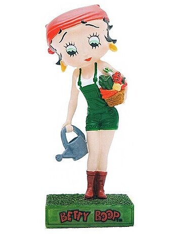 Figura betty boop jardinera de resina pintada a mano - 15 cm